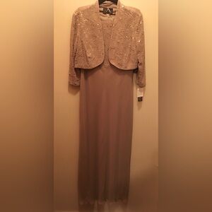 Elegant Taupe Evening Dress with Jacket